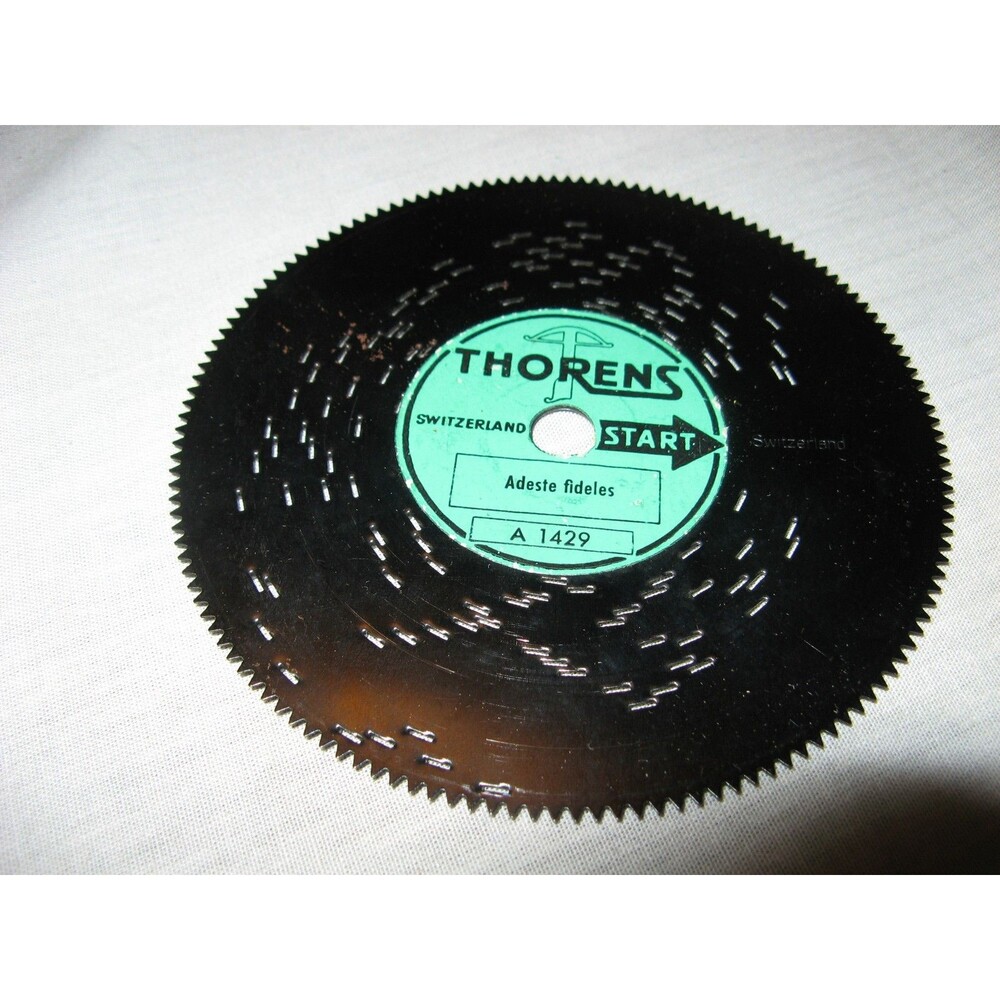 Thorens Switzerland Music Box 4.5" Metal Disc Adeste Fideles A1429